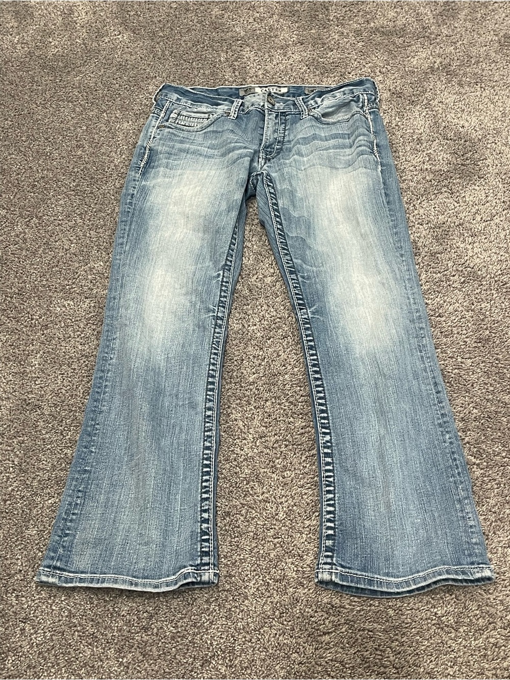 BKE Carter Men’s 30S Bootcut Jeans Light Wash Stretch Denim Y2K